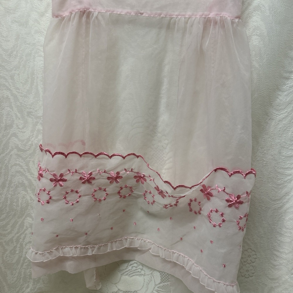 Vintage Sheer Pink Mid-Century‎ Apron  1950s Apparel Housewife Costume Grandma